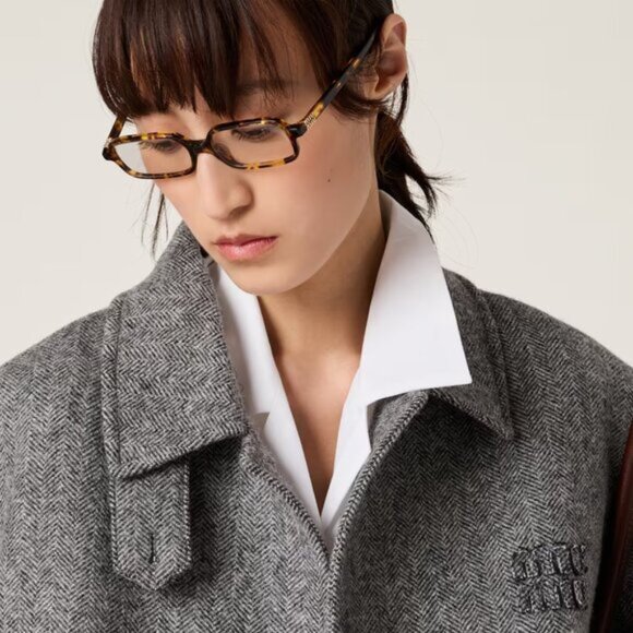 NEW Miu Miu MU11ZS 14L08N REGARD Havana Blue Light Rectangle Unisex Sunglasses - Picture 8 of 9